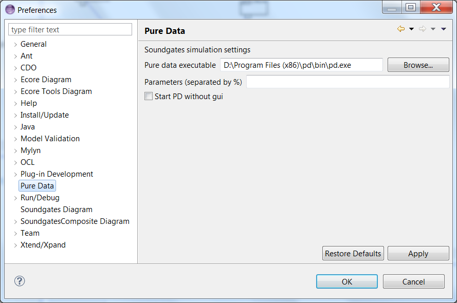 PureData settings